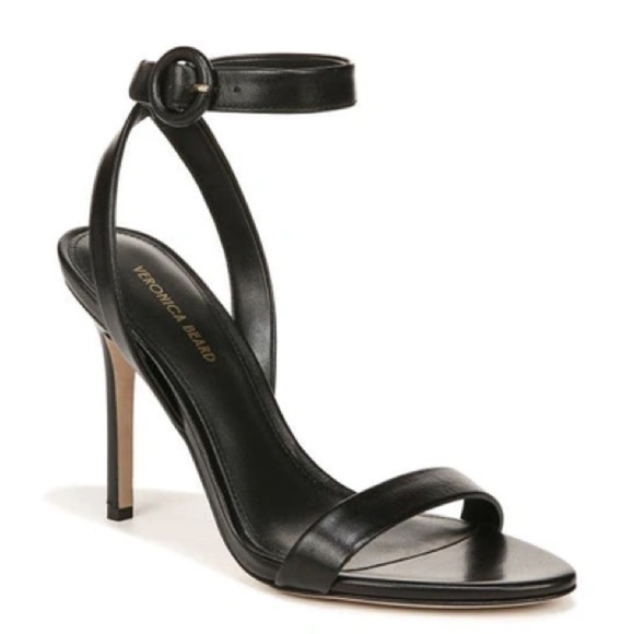 Veronica Beard Black Darcelle Ankle Strap Sandal Heeled Stiletto Leather Sz 10 - Picture 1 of 8